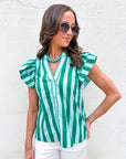 Weekend Wander Stripe Top-Green
