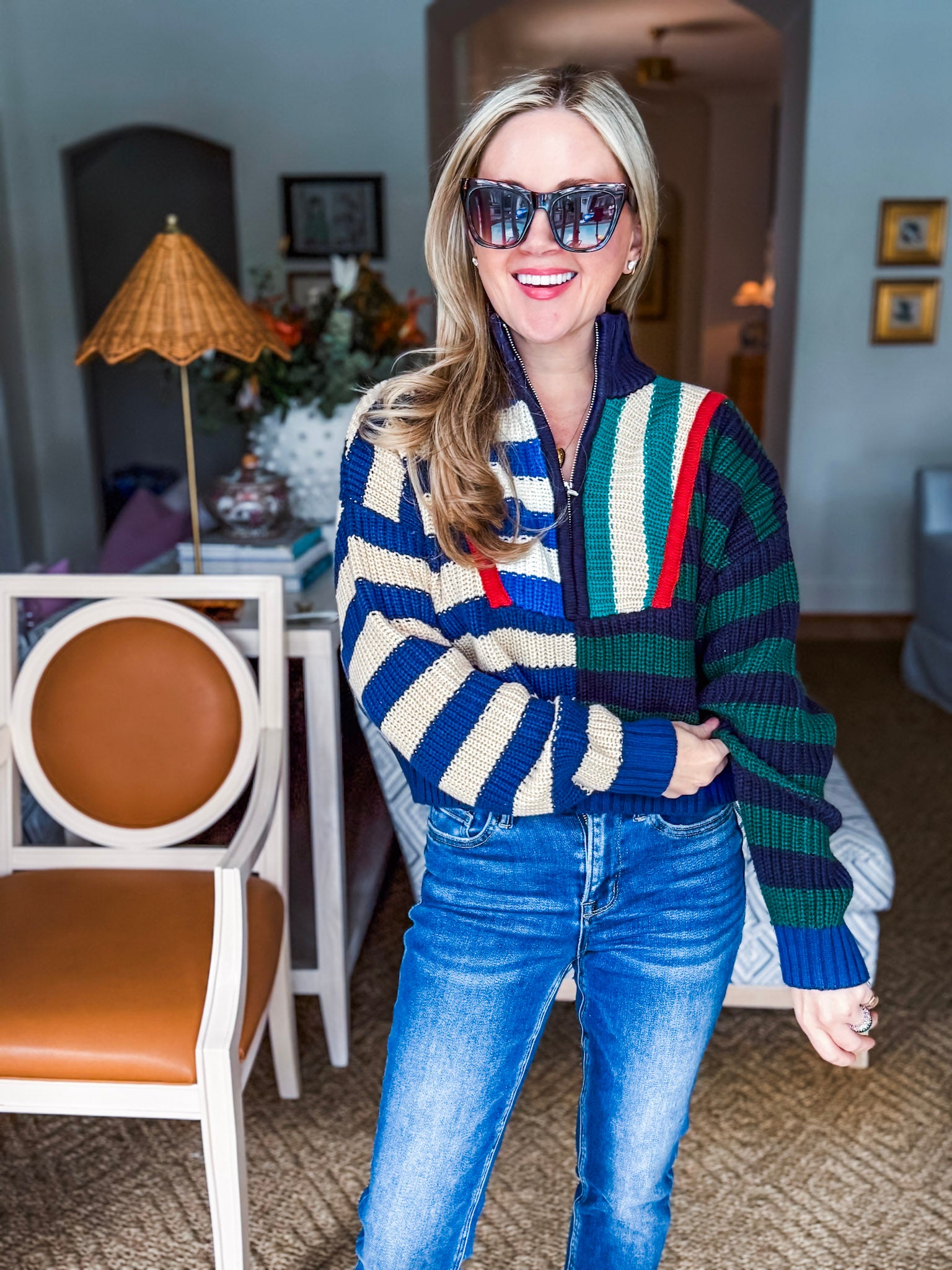 Rugby Polo Sweater-Varsity Stripes