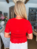 Crochet Crush Top-Scarlet Red