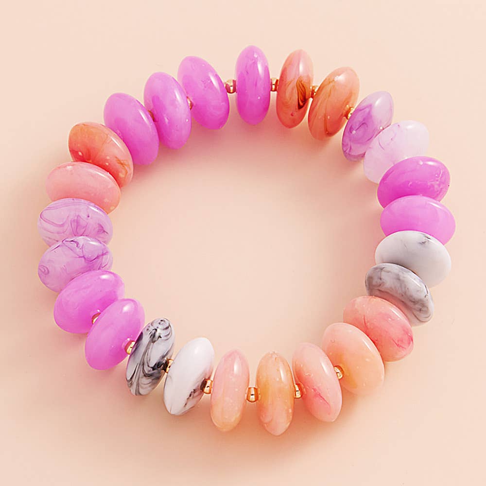 Ombre Oval Stretch Bracelet-Pink
