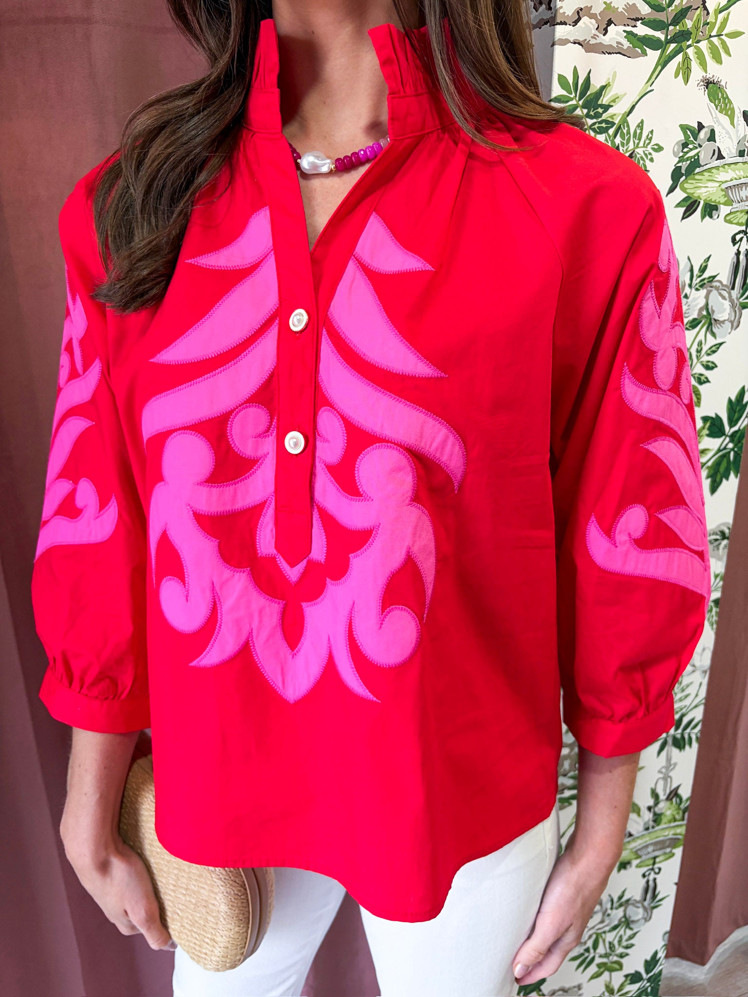 Blush Peony Top-Red