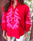 Blush Peony Top-Red