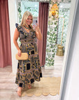 Sweet Spell Floral Midi Dress-Navy
