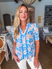 Blue China Floral Top
