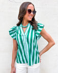 Weekend Wander Stripe Top-Green