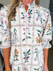 Floral Panel Mini Dress-Ecru