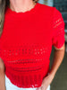 Crochet Crush Top-Scarlet Red