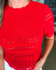 Crochet Crush Top-Scarlet Red