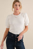 Puffed Sleeve Rib Bodysuit-White