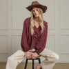 Feeling Light Ruffle Trim Top-Wine
