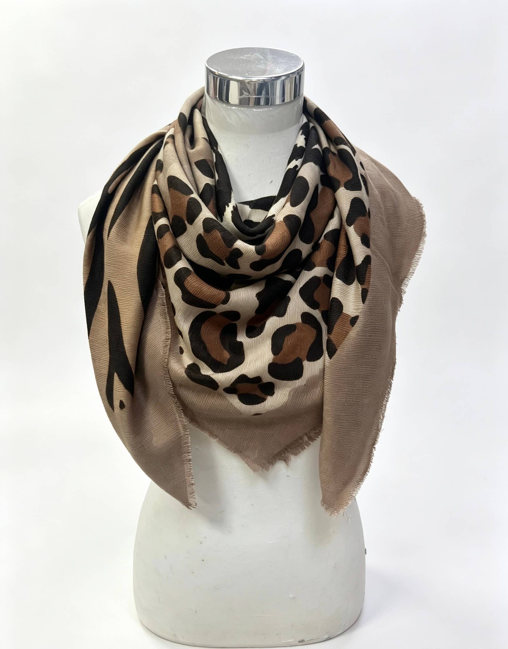Leopard Affair Scarf-Taupe