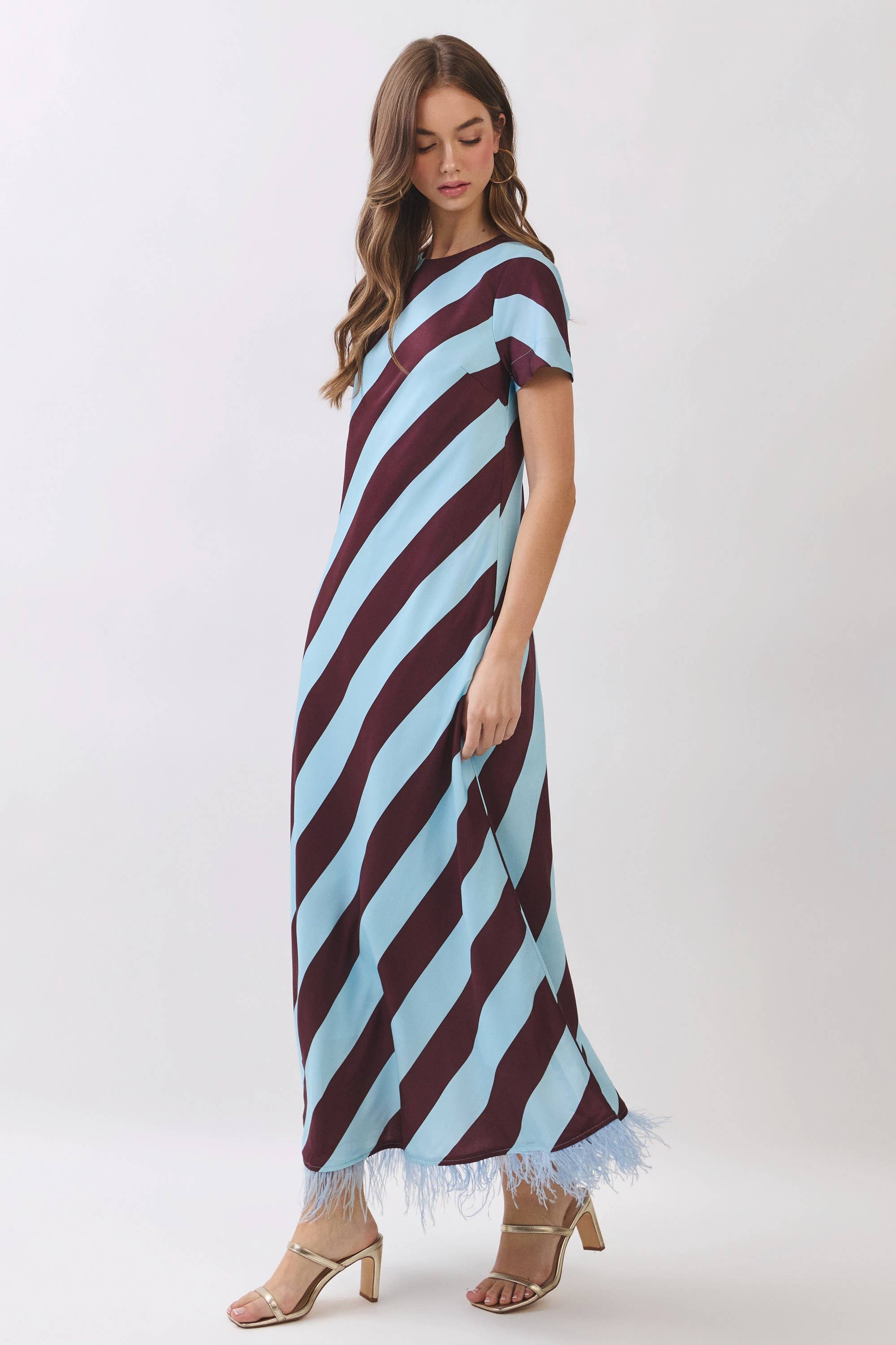 Azure Affair Stripe Maxi Dress