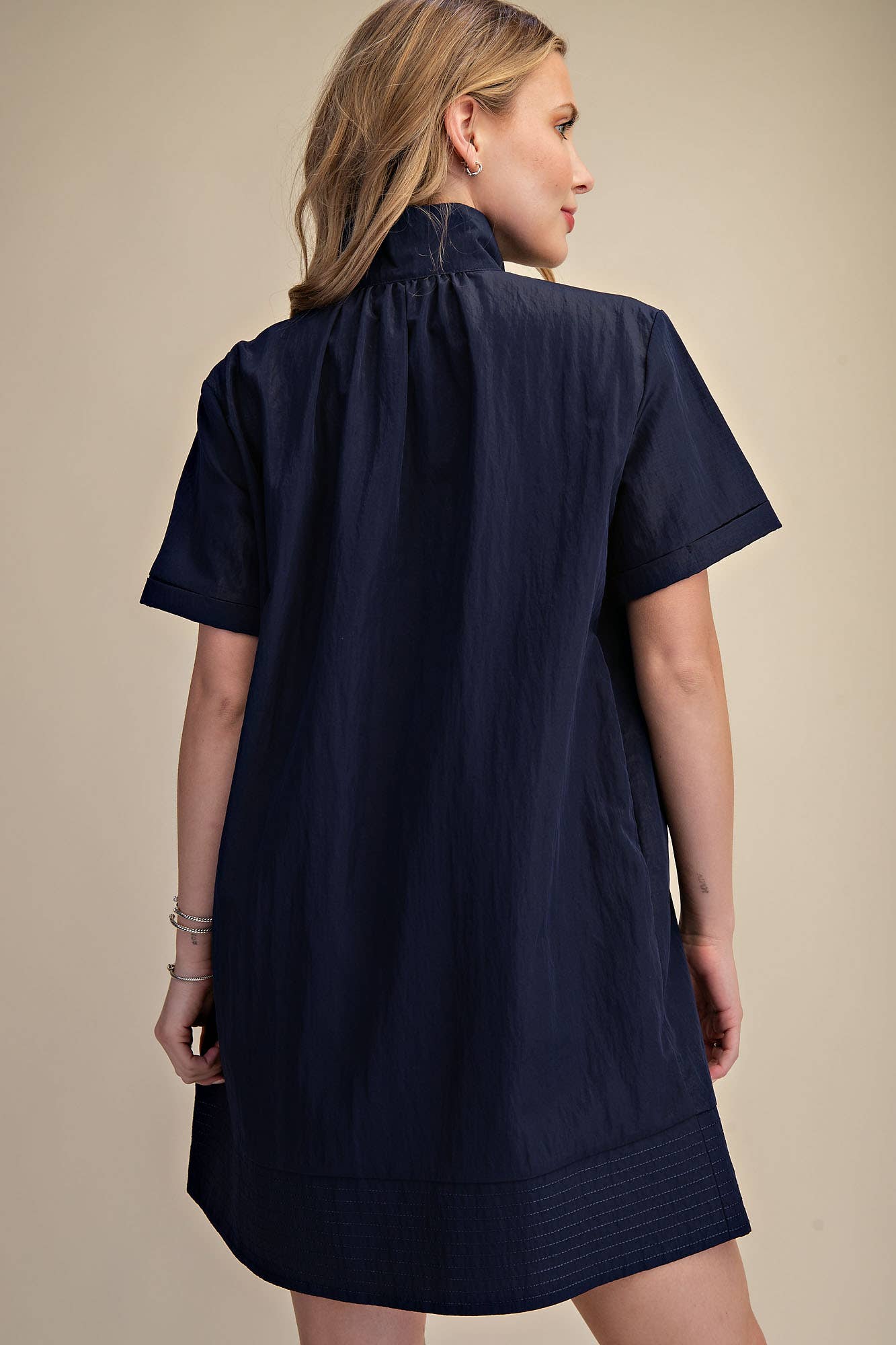 Daylight Bloom Mini Dress-Navy