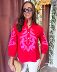 Blush Peony Top-Red
