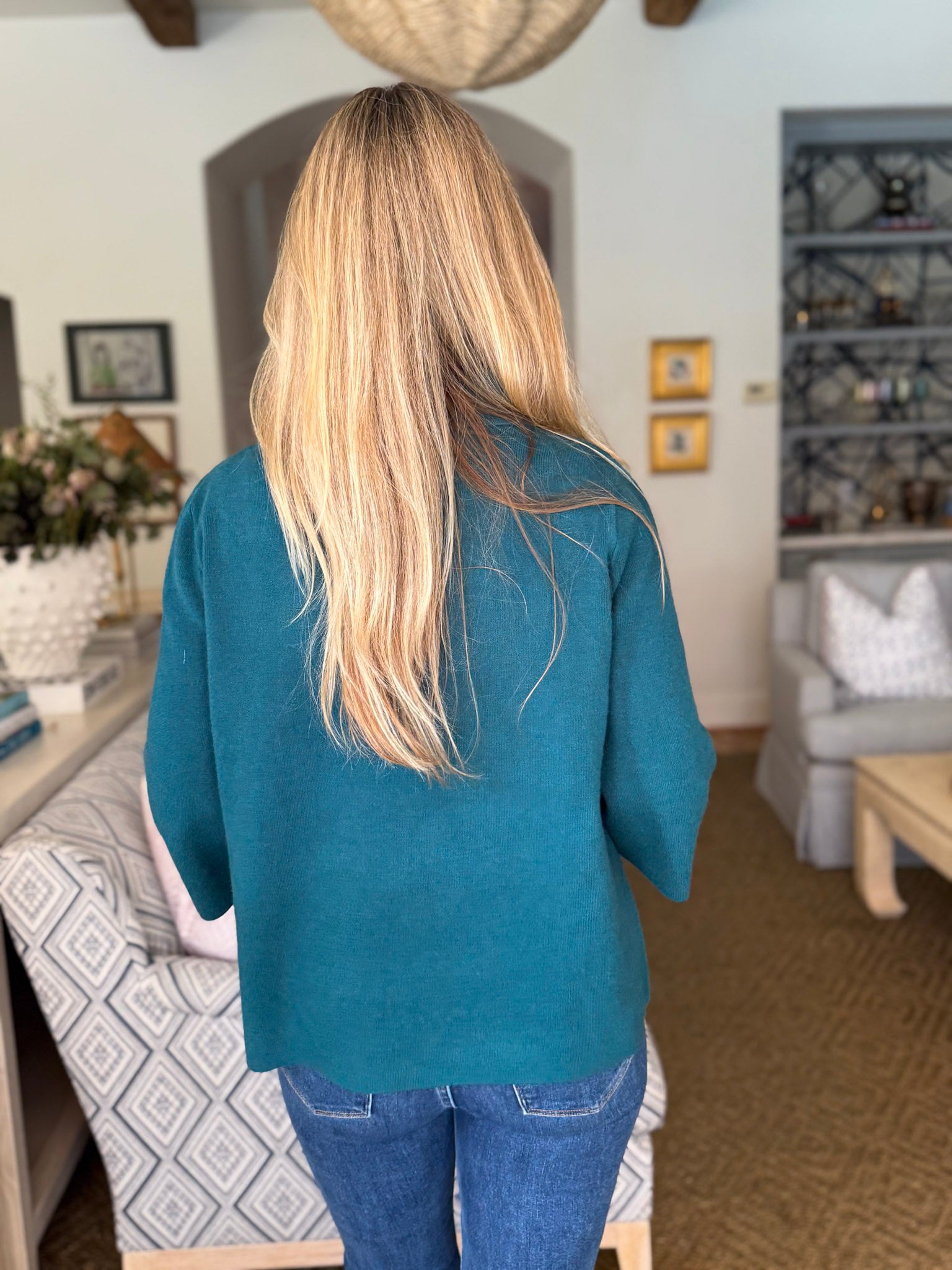 Sweet and Soft Pull Over Sweater-Teal Green