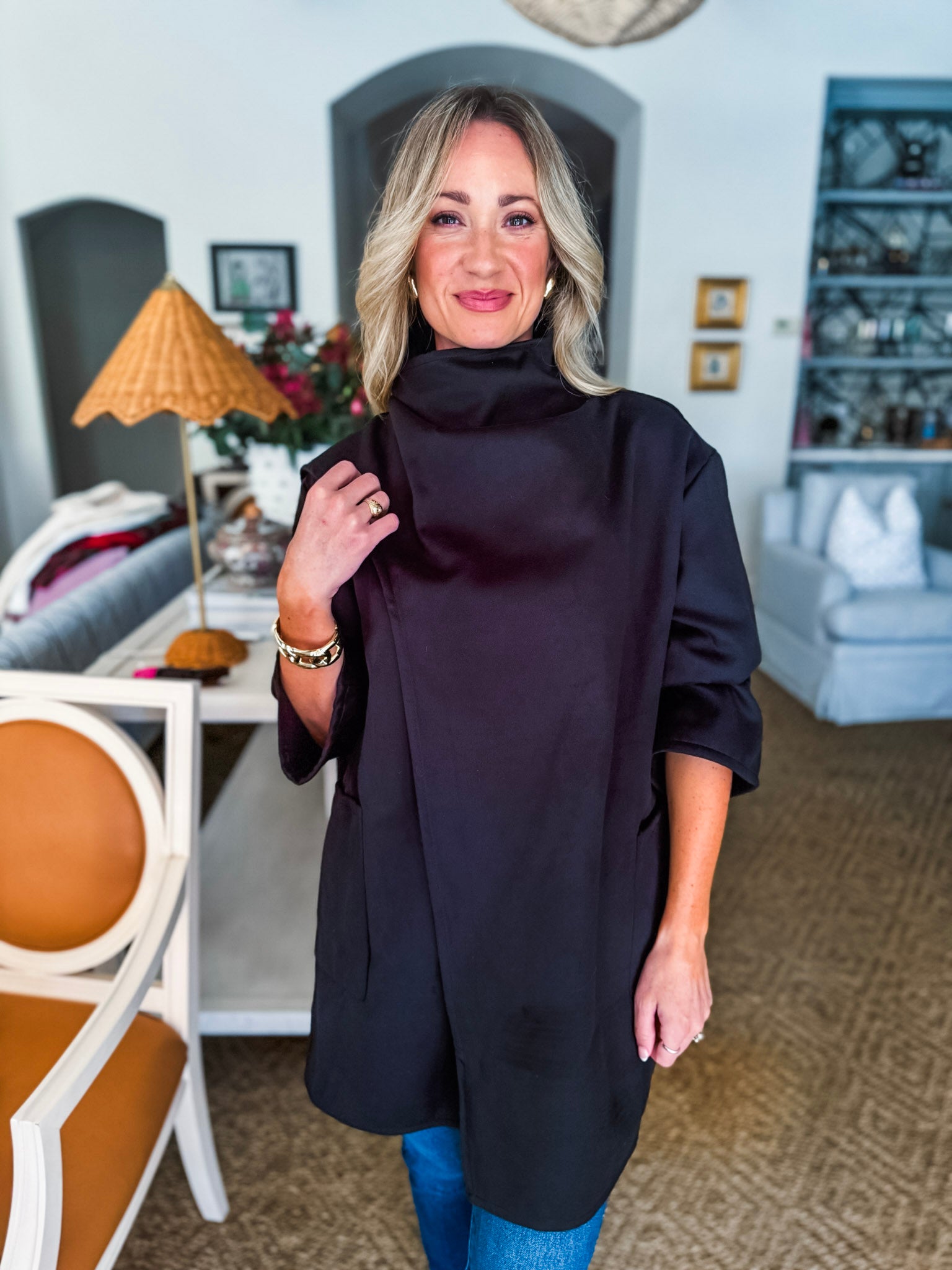 Ready and Chic Shawl Collar Coat-Black