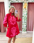 Isla Floral Baroque Dress-Red