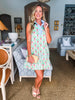 Retro Palms Mini Dress-Green