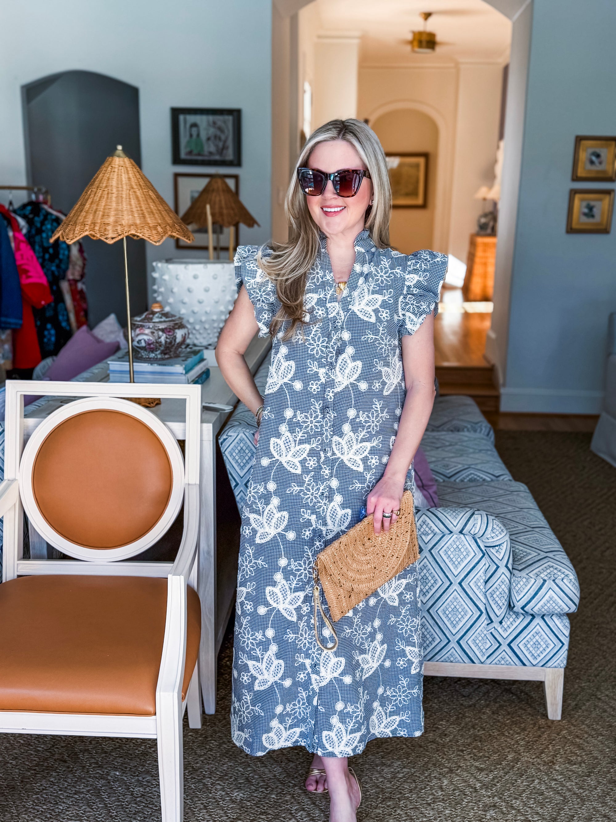 Willow Bloom Gingham Midi Dress