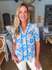 Blue China Floral Top