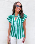 Weekend Wander Stripe Top-Green