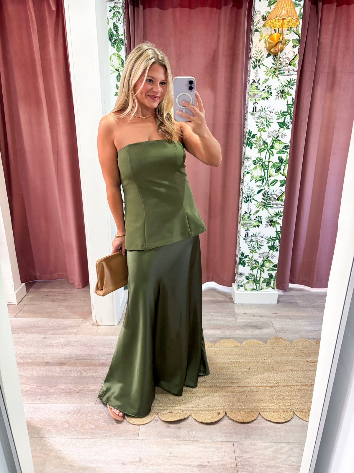 Satin Siren Maxi Dress-Olive
