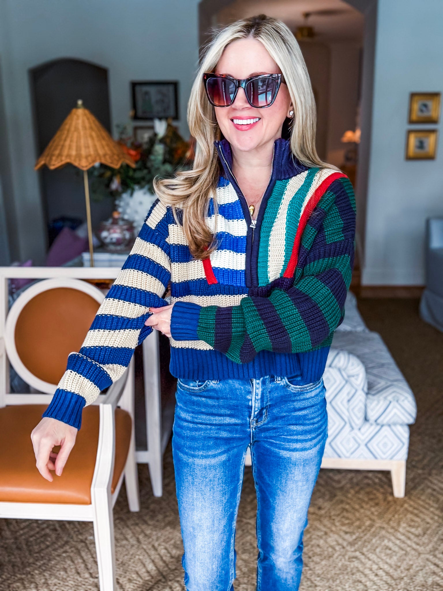 Rugby Polo Sweater-Varsity Stripes