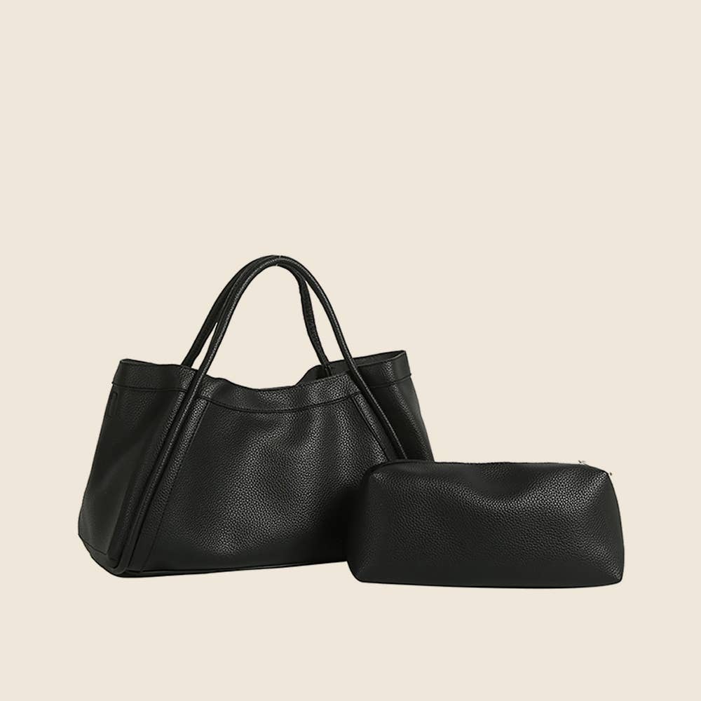 2-In-1 Satchel Hand Bag-Black