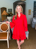 Eyelet Love Mini Dress-Red