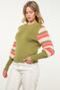 Color Play Knitted Sweater- Olive