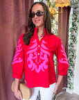 Blush Peony Top-Red