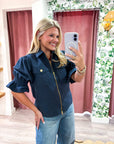 Seaside Zipper Front Jacket-Navy