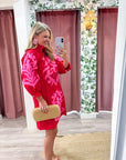 Isla Floral Baroque Dress-Red