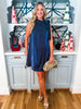 Touch of Glam Mini Dress-Navy