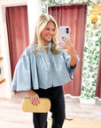 Swing Cape Stripe Top-Slate
