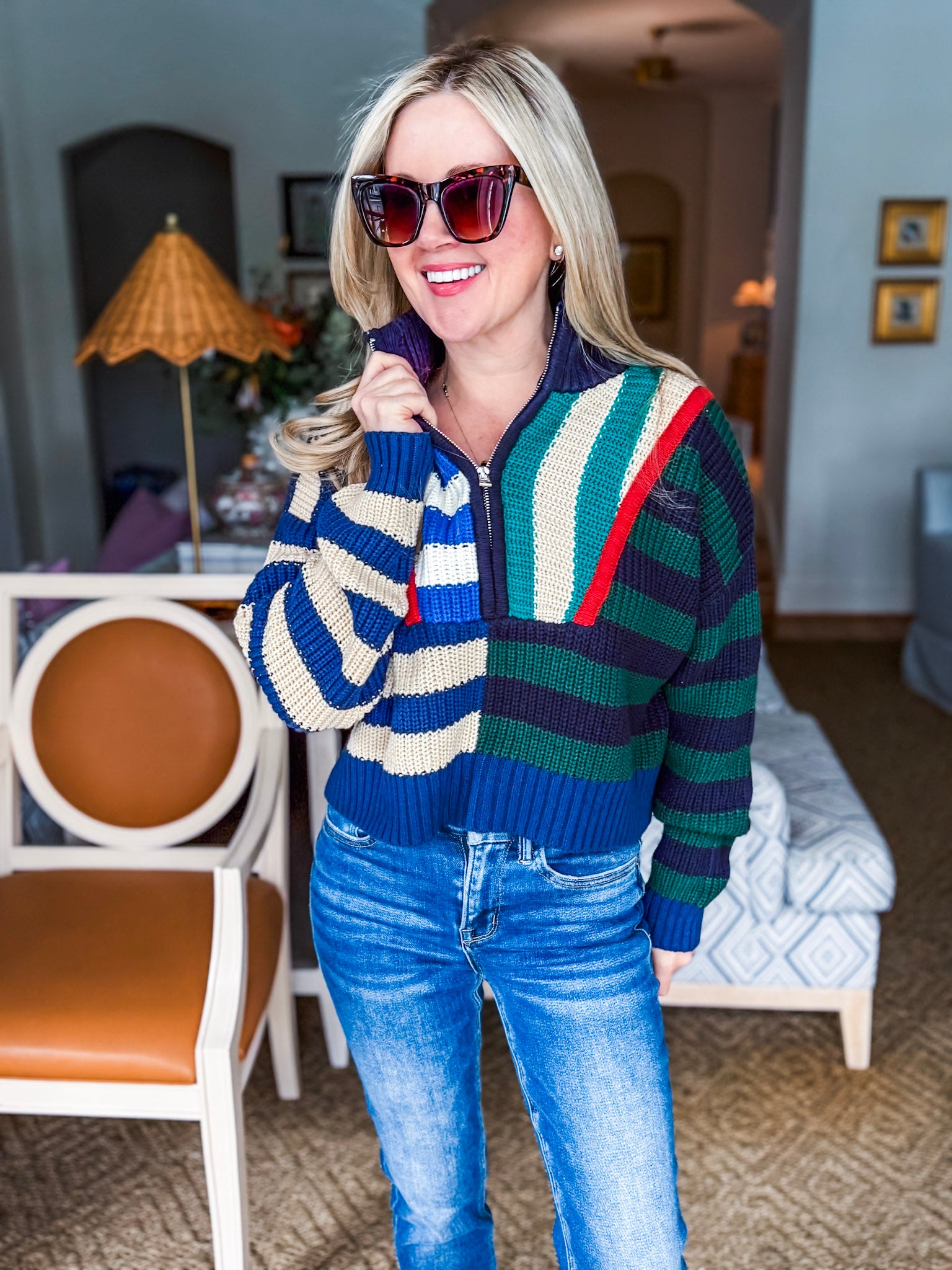 Rugby Polo Sweater-Varsity Stripes