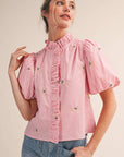 Spring Fling Bubble Sleeve Top