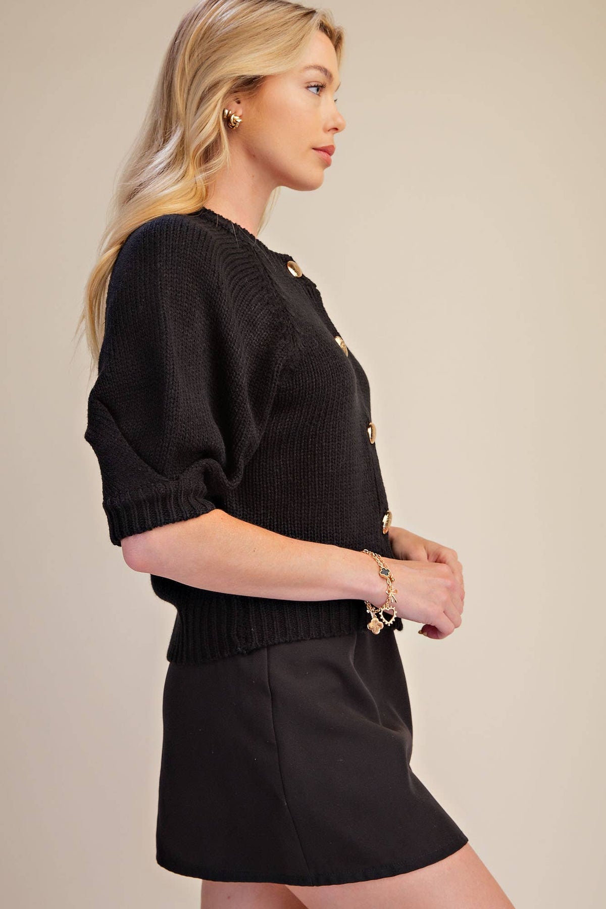 Sunny Days Sweater Cardigan-Black