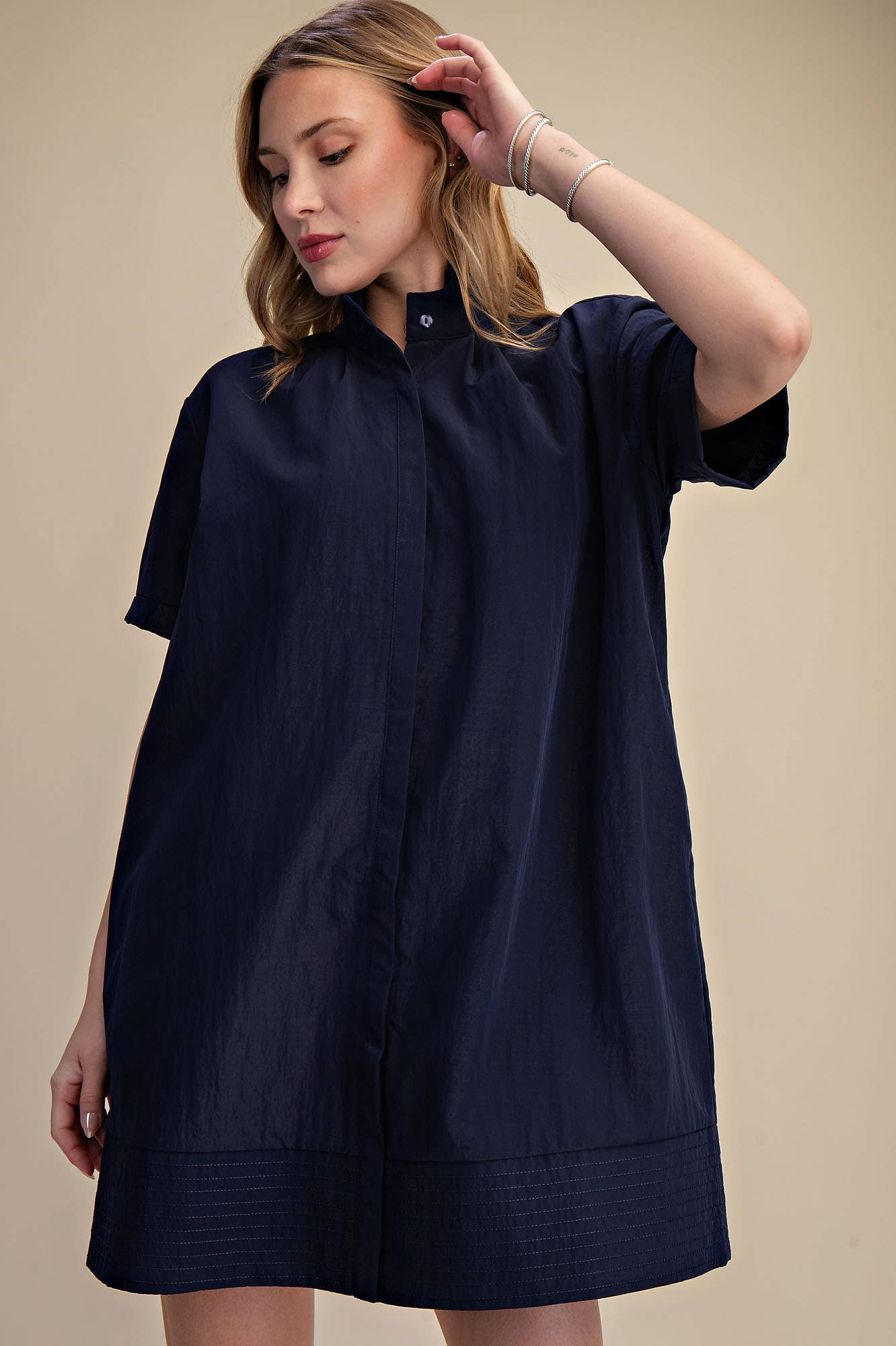 Daylight Bloom Mini Dress-Navy