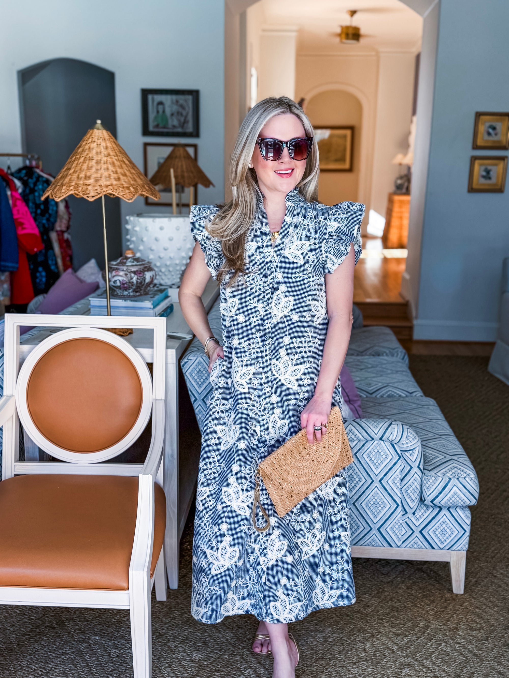 Willow Bloom Gingham Midi Dress