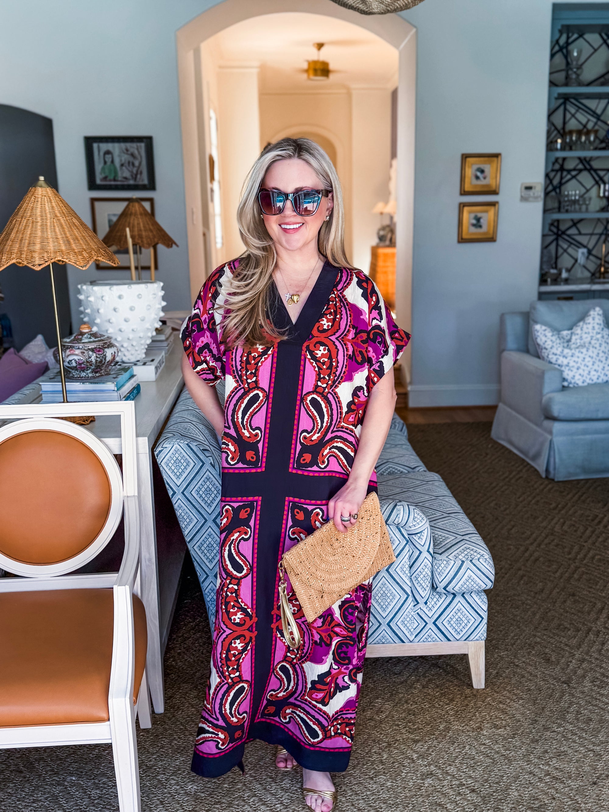 The Marbella Paisley Maxi Dress-Pink