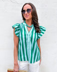 Weekend Wander Stripe Top-Green
