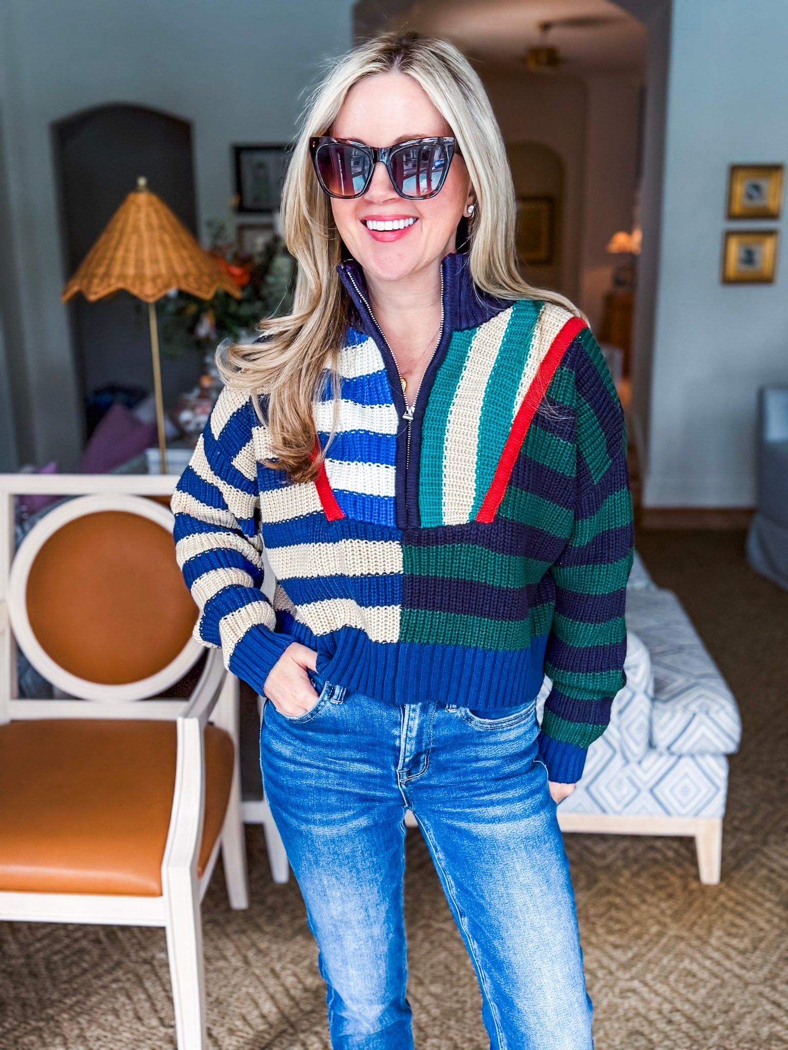 Rugby Polo Sweater-Varsity Stripes