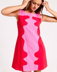 Wavy Pop Shift Dress-Pink