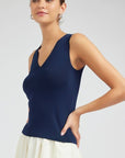 Finishing Piece Knit Tank-Navy