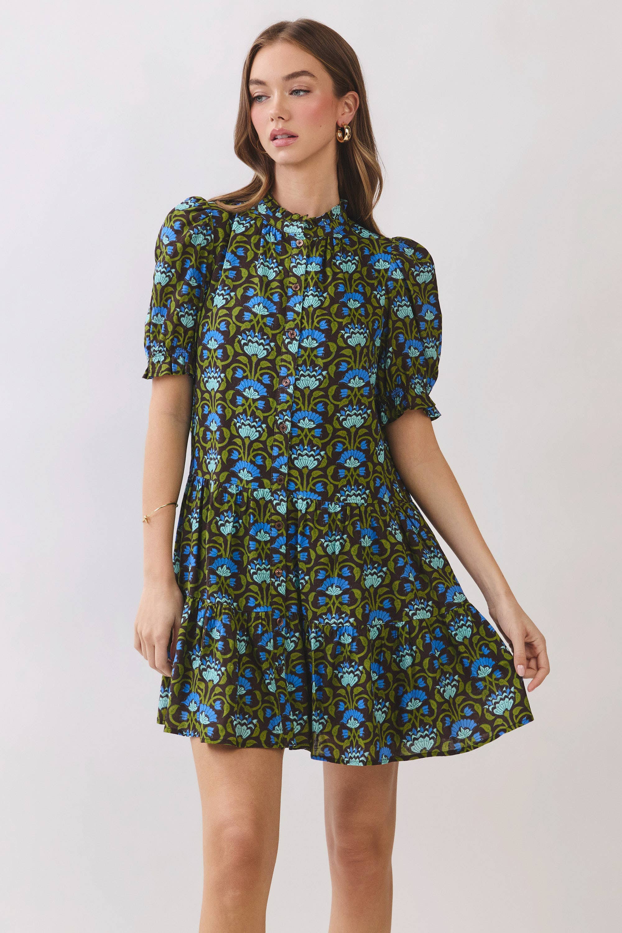 Baby Blossom Mini Dress-Brown