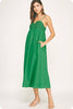 Bring the Chic Linen Midi Dress-Emerald
