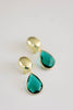 Vintage Chunky Gold and Green Statement Drop Earrings