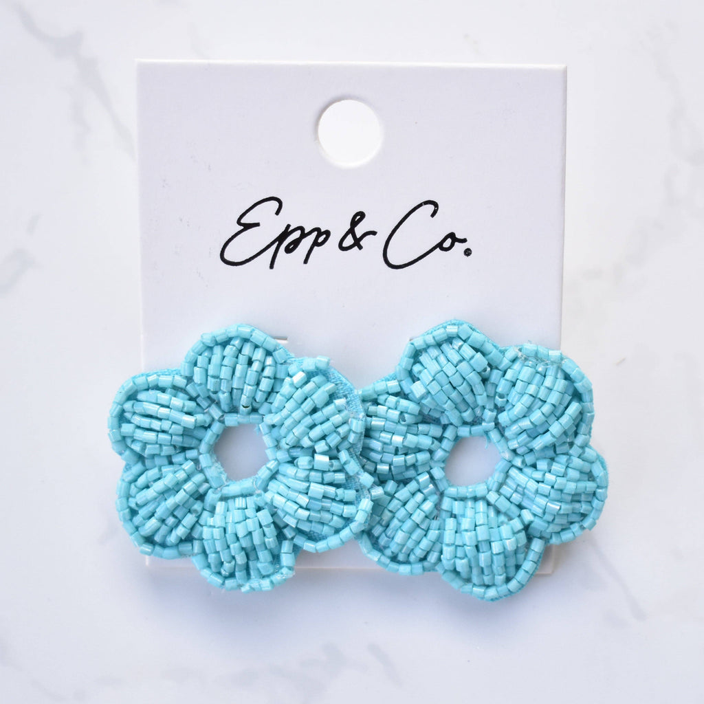 Turquoise Flower Bead Studs