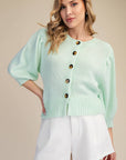 Travel Plans Button Down Sweater-Mint